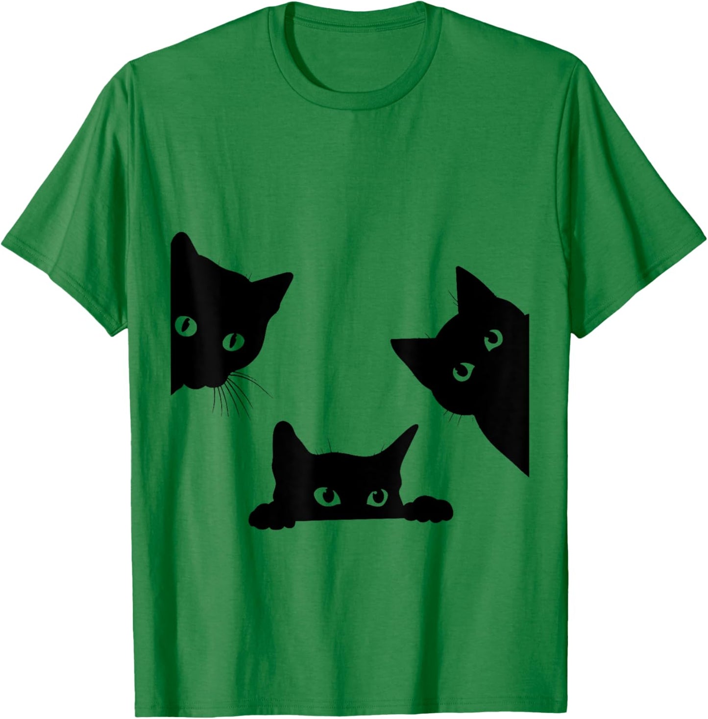 Black Cat Peeking T-Shirt - T-Shirt | Irish Green