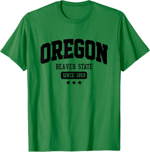 Vintage Oregon Beaver State Athletic Black Text T-Shirt - T-Shirt | Irish Green