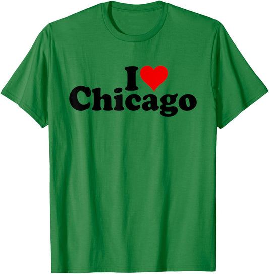 I Love Heart Chicago Illinois T-Shirt - T-Shirt | Irish Green