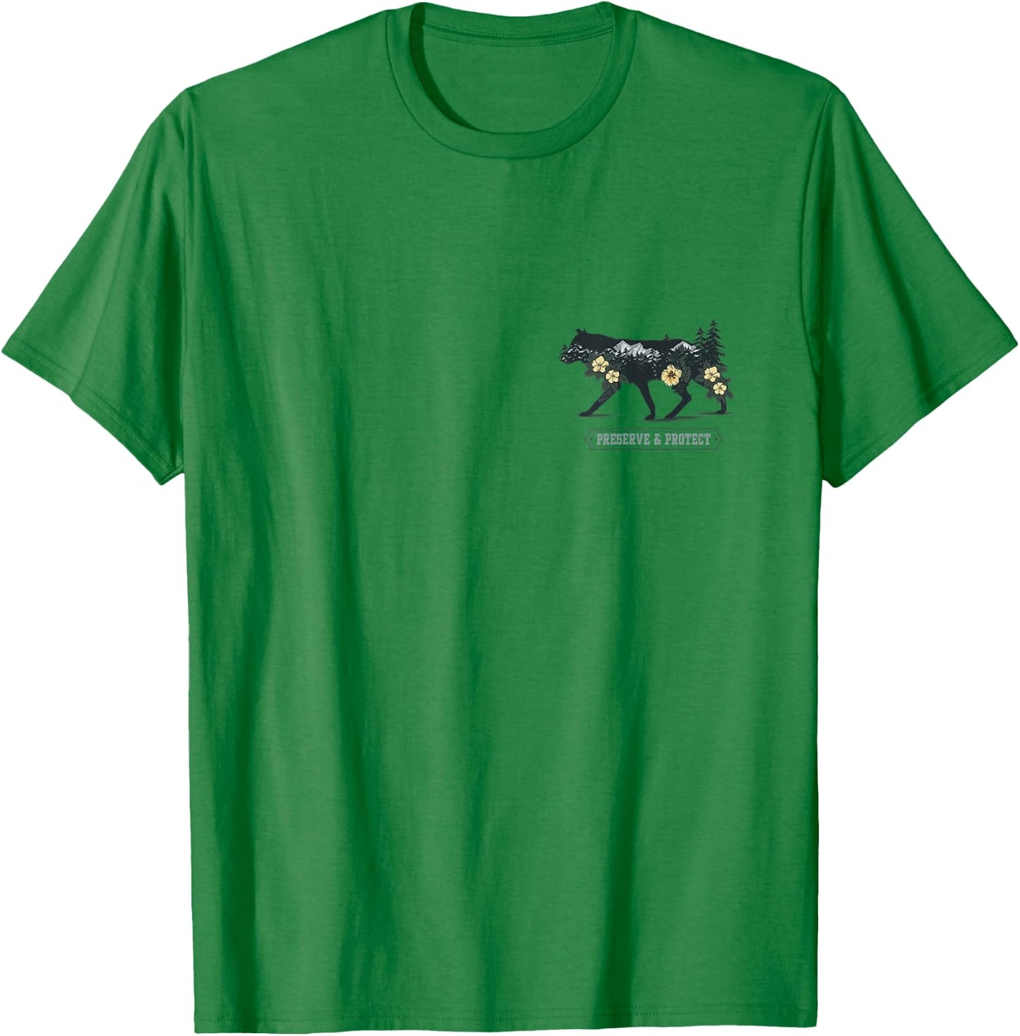 Classic National Park Adventure - Wolf - Preserve & Protect T-Shirt - T-Shirt | Irish Green
