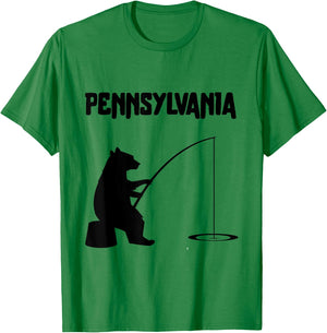 Pennsylvania Shirt | PA Bear Fishing T-Shirt - T-Shirt | Irish Green