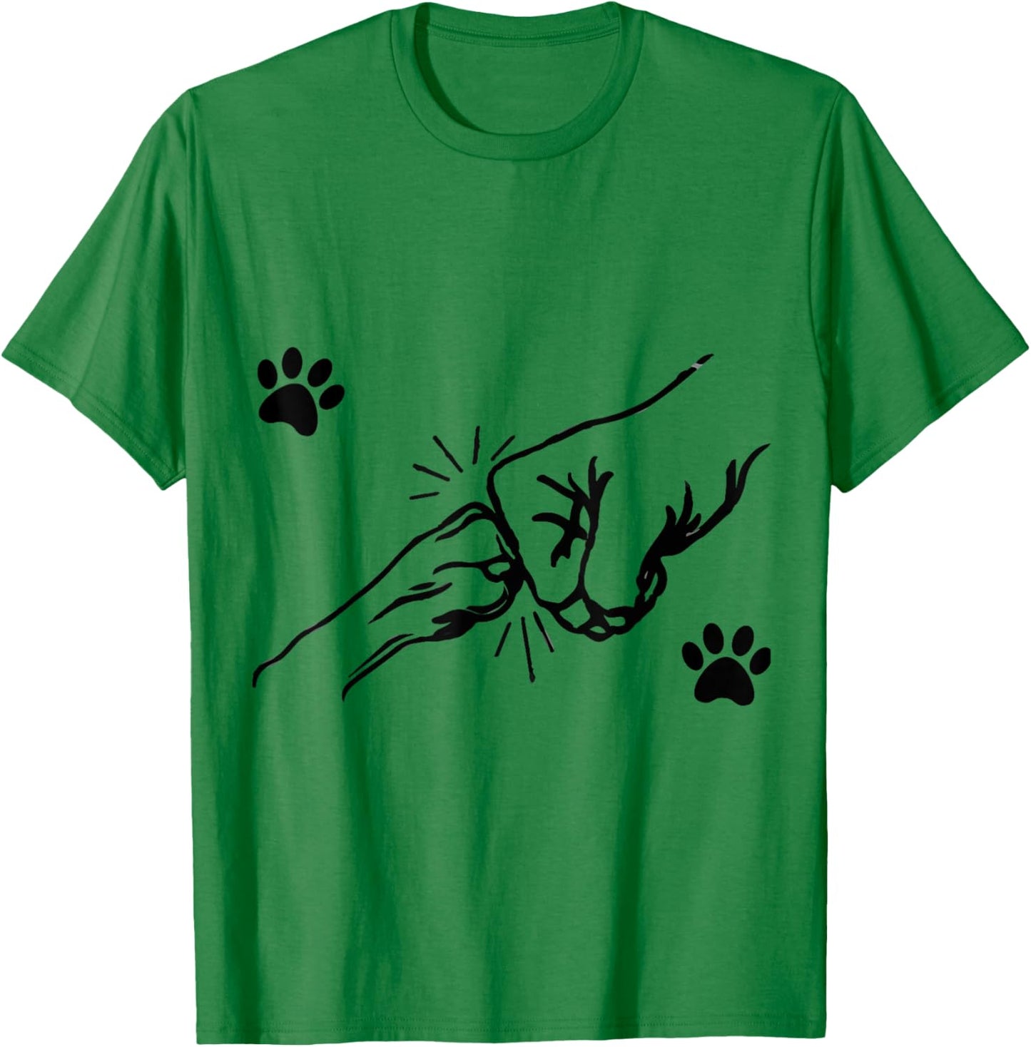 Dog Paw Fist Bump Best Friend Pet Designs Women Dog Lovers Grey Small Modern Graphic T-Shirt - T-Shirt | Irish Green
