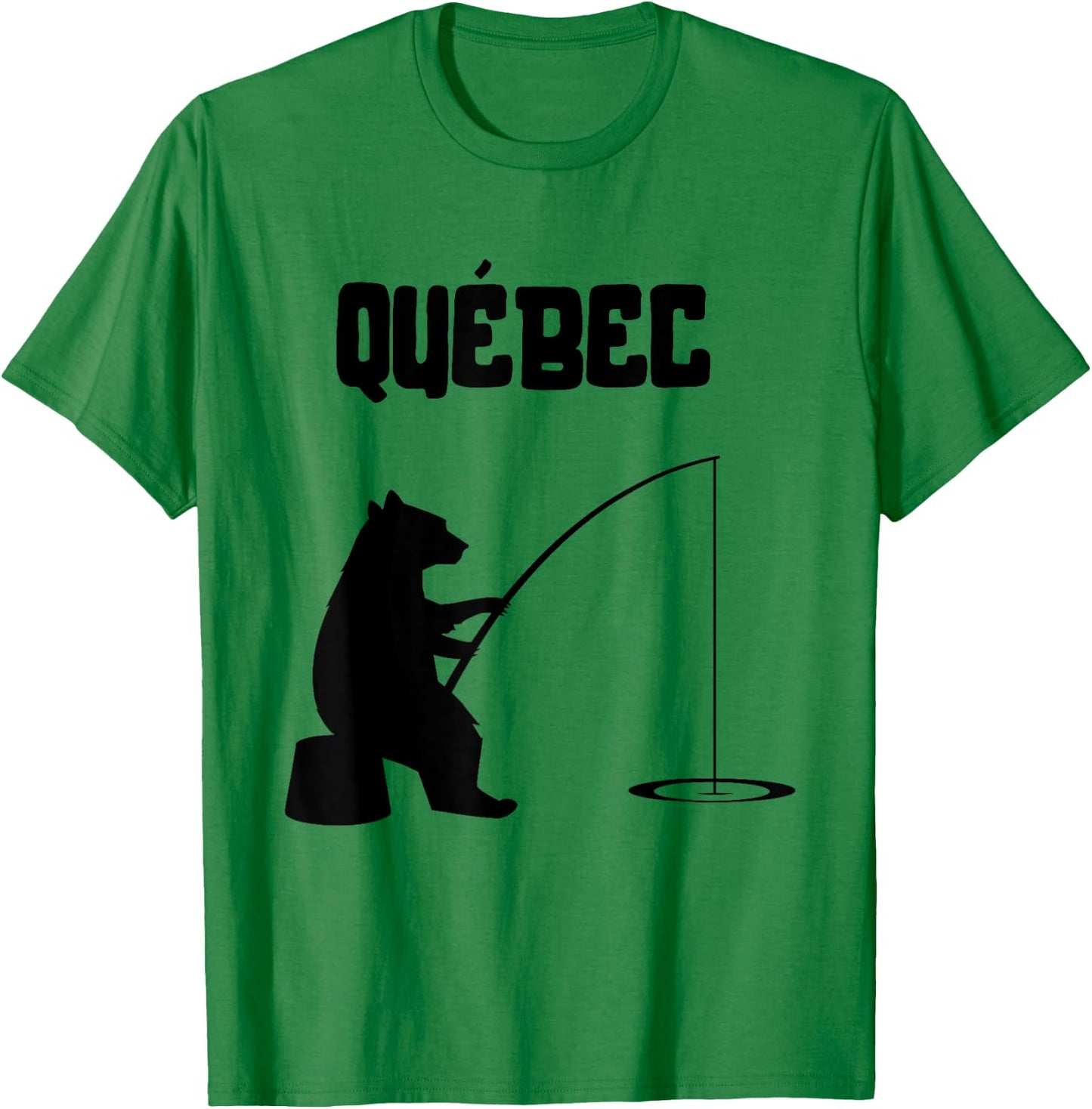 Quebec Shirt | QC Bear Fishing T-Shirt - T-Shirt | Irish Green