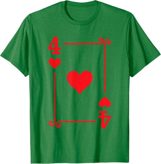 Playing Card Costume - 4 Hearts Card - Four Card T-Shirt - T-Shirt | Irish Green
