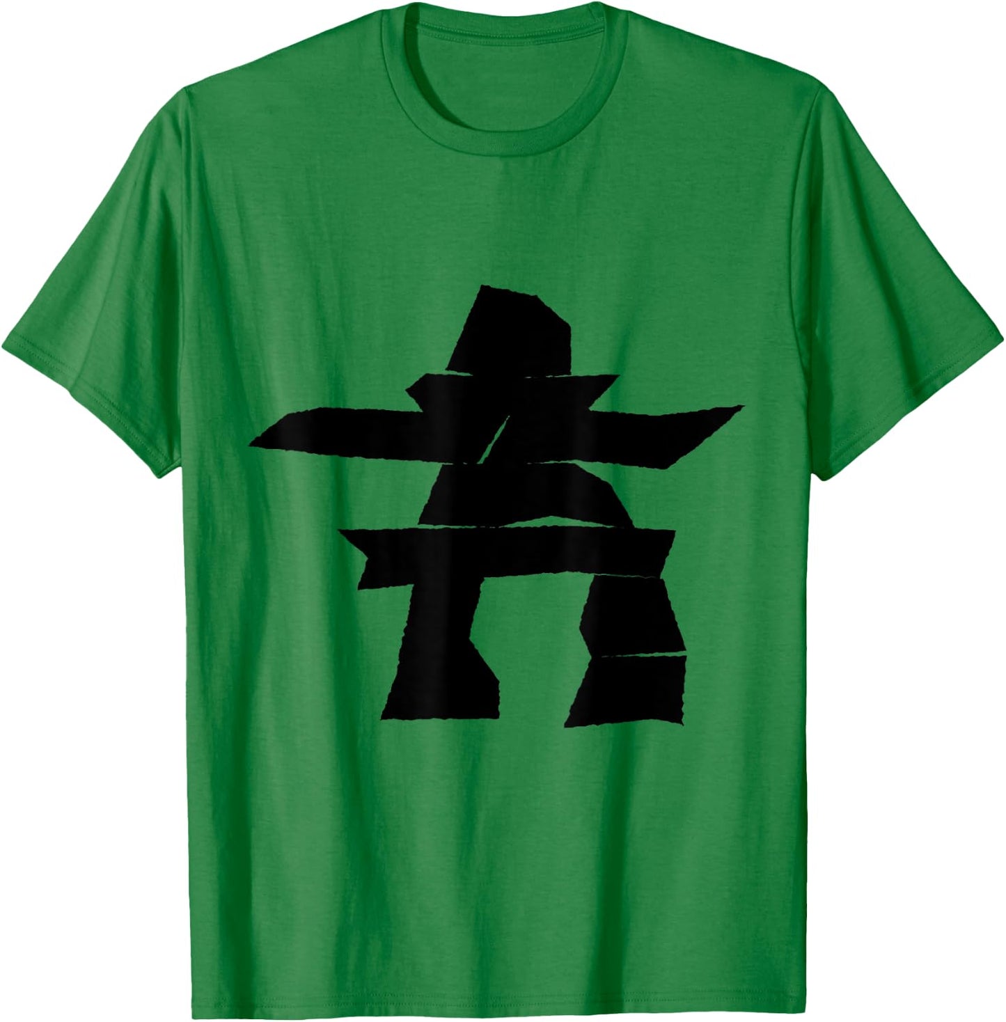 Black Inukshuk Silhouette T-Shirt - T-Shirt | Irish Green