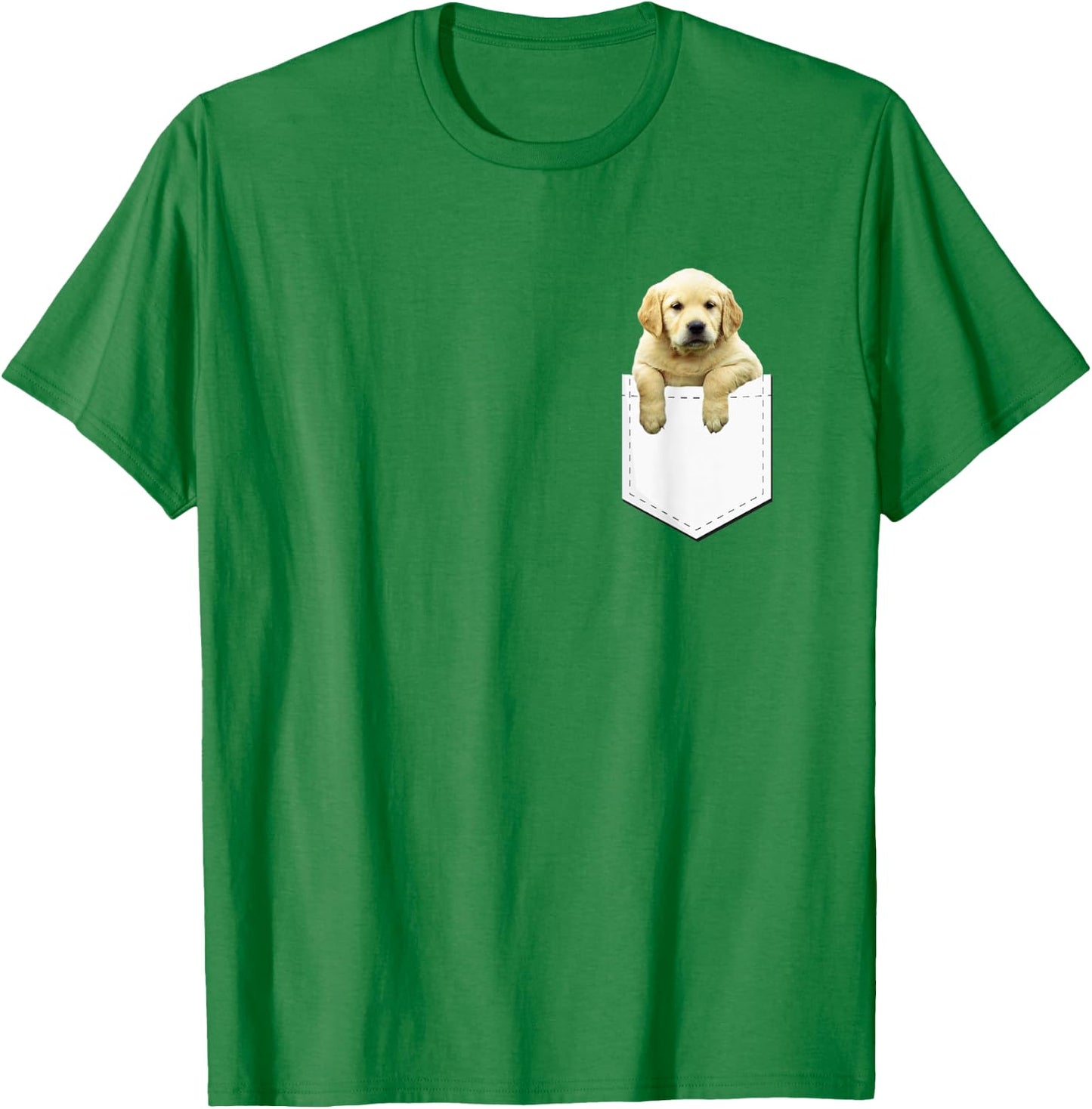 Golden Retriever In Pocket T Shirt Puppy Dog in Your Pocket Women Girls Kids T-Shirt - T-Shirt | Irish Green