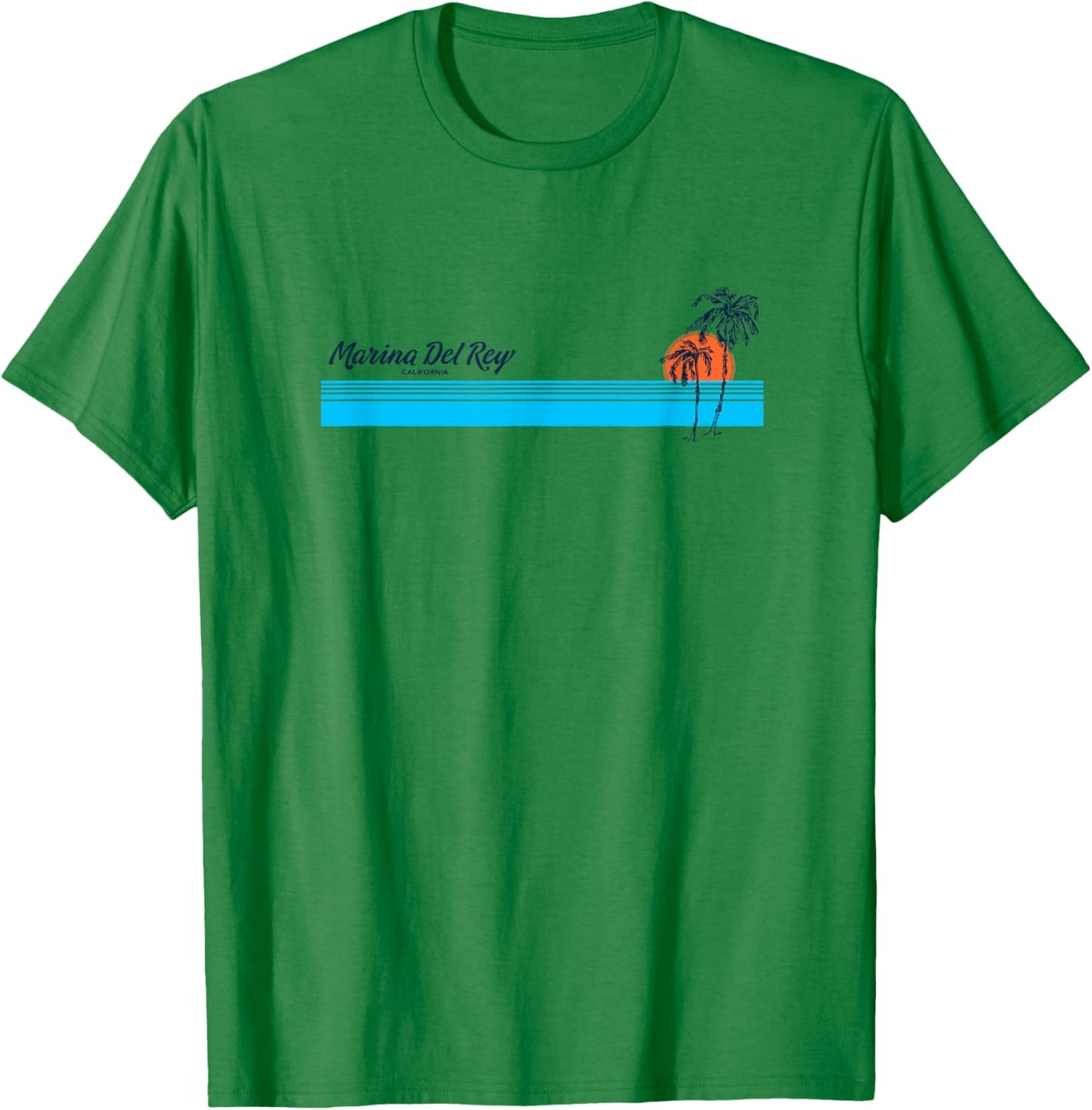 Marina Del Rey CA Vintage 70s Palm Trees Design T-Shirt - T-Shirt | Irish Green