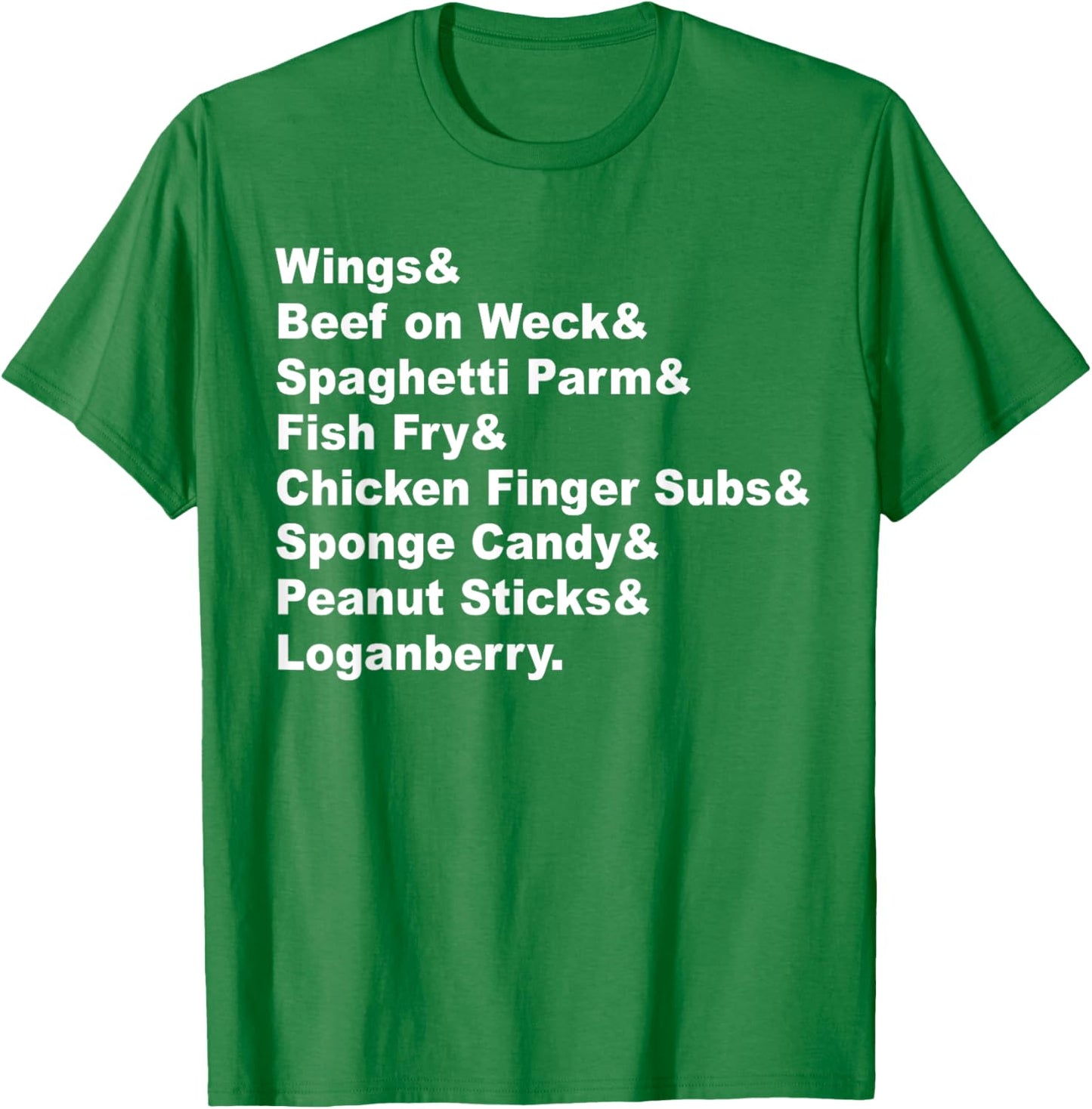 Classic Buffalo New York Foods Buffalo NY Foodie List Red T-Shirt - T-Shirt | Irish Green
