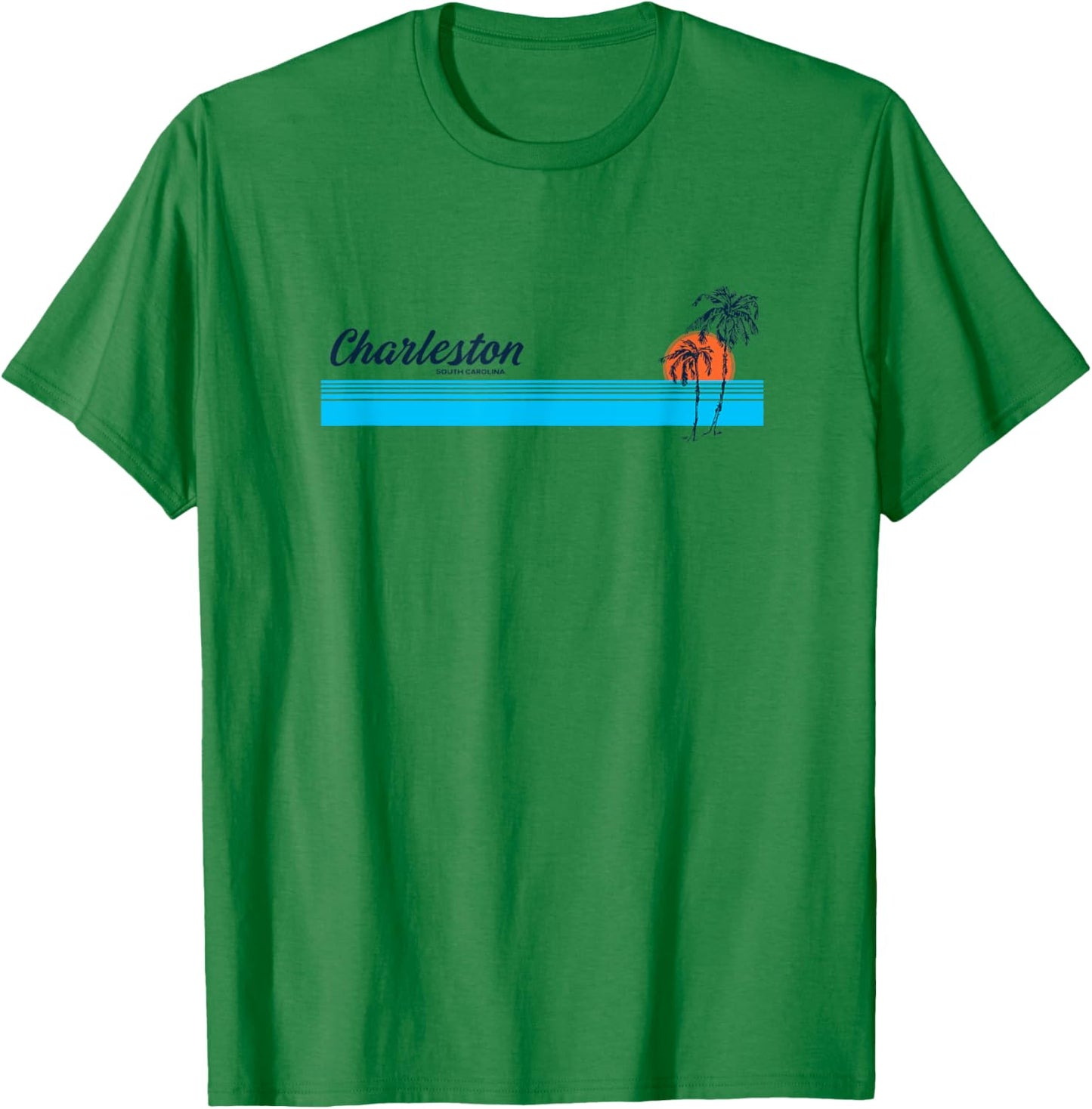 Charleston SC Vintage 70s Palm Trees Design T-Shirt - T-Shirt | Irish Green