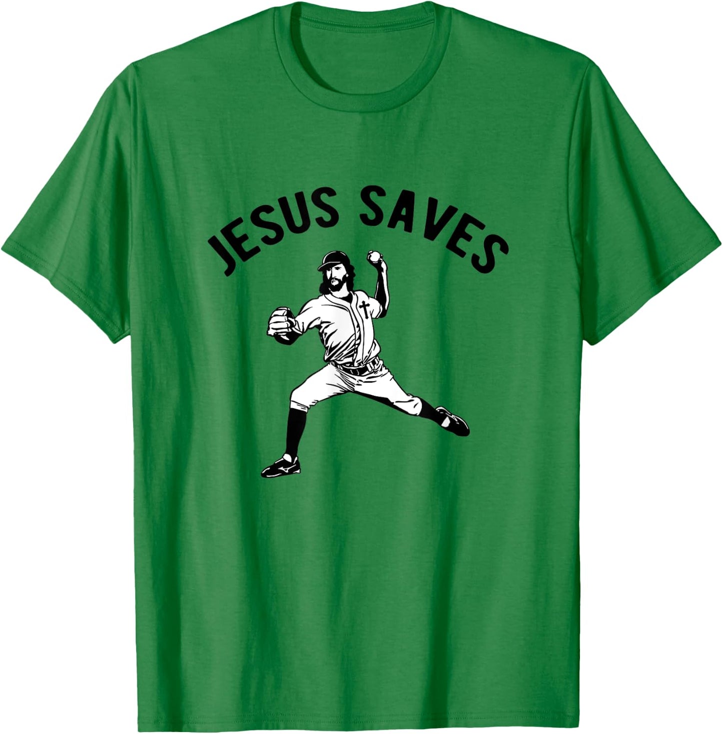 Jesus Saves Baseball pitcher T-Shirt - T-Shirt | Irish Green