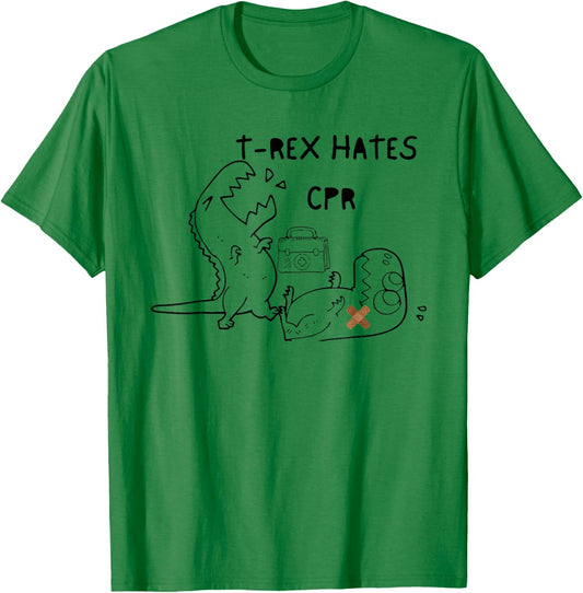 T-Rex Hates CPR Dinosaurs T-Shirt - T-Shirt | Irish Green