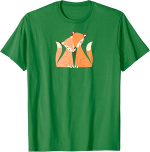 Fox Couple Gift Wedding Anniversary Valentine's Day Her Him T-Shirt - T-Shirt | Irish Green