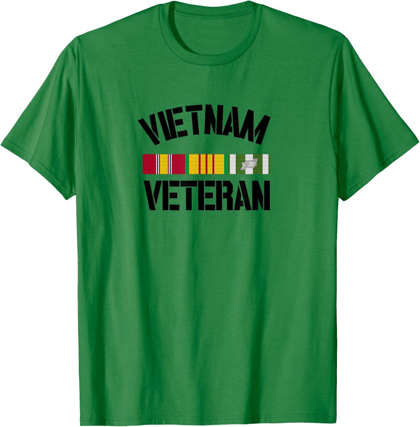 Patriotic American Creations by Revinct Designs Vietnam Veteran Pride Service Ribbon - Men's Grey Classic Fit Short Sleeve - Size Small T-Shirt - T-Shirt | Irish Green