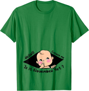 Excuse Me Is It November Yet Pregnancy Baby Boy Announcement T-Shirt - T-Shirt | Irish Green