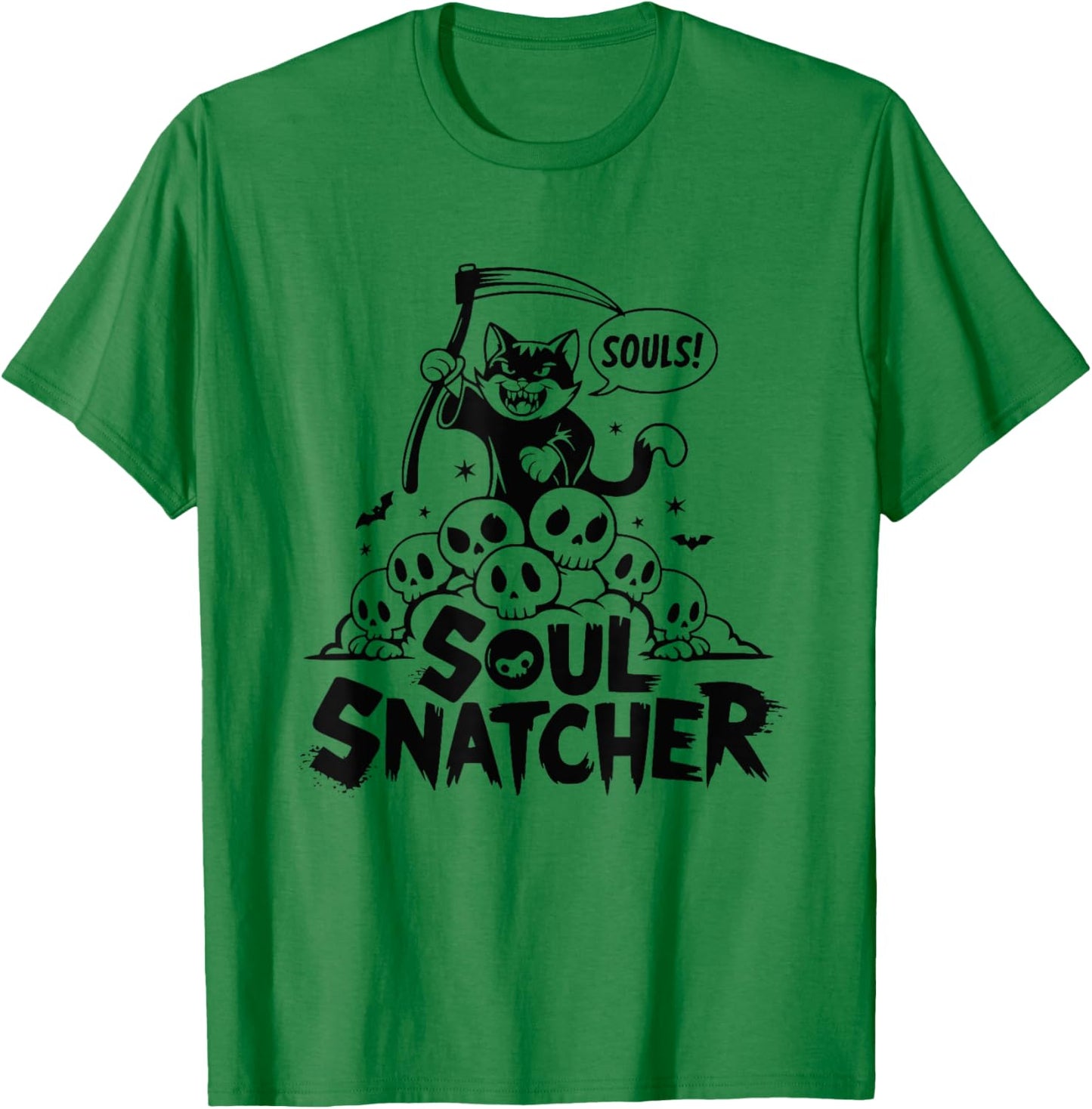 Soul Snatcher Cat Pile Of Skulls Halloween Women T-Shirt - T-Shirt | Irish Green