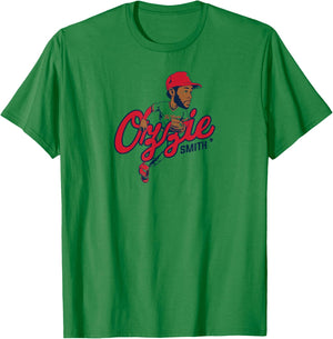 Ozzie Smith: Caricature - St. Louis Baseball T-Shirt - T-Shirt | Irish Green