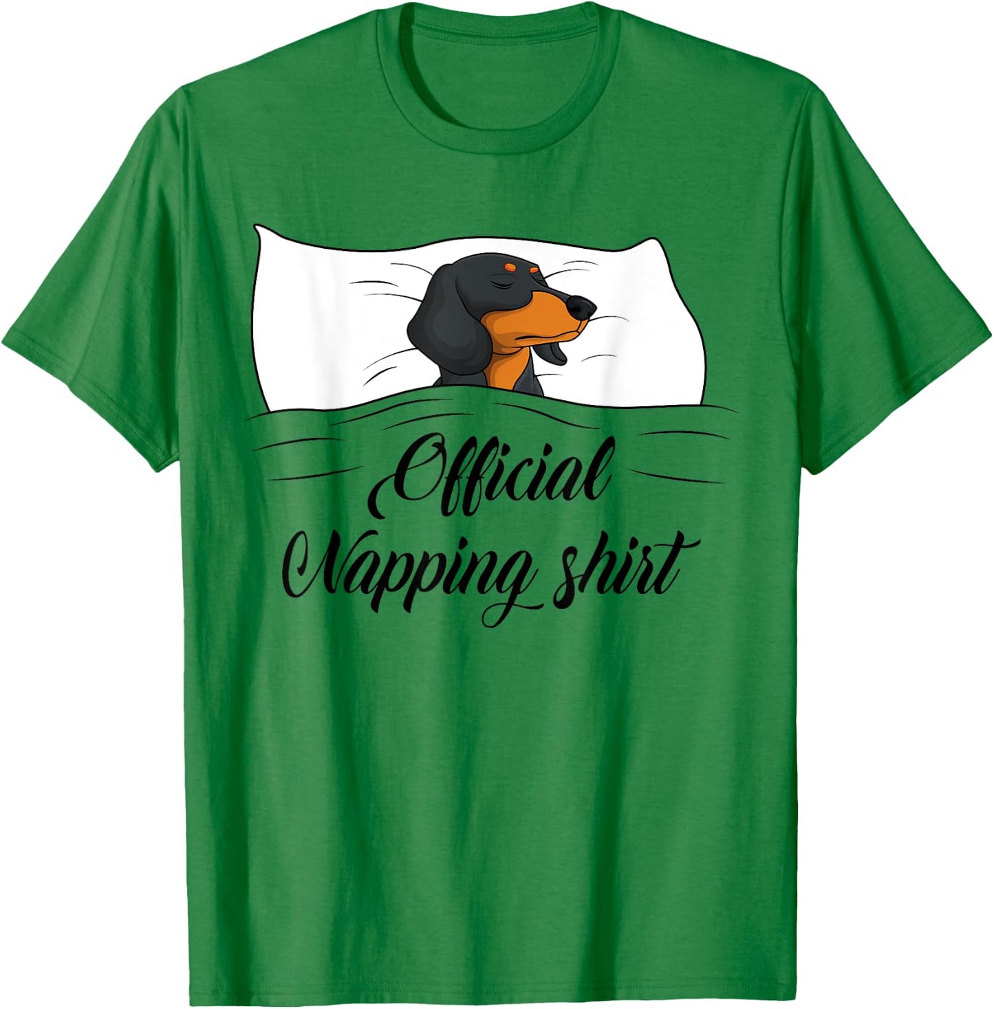 Sleeping Dachshund Pyjamas Dog Lover Gift Official Napping T-Shirt - T-Shirt | Irish Green