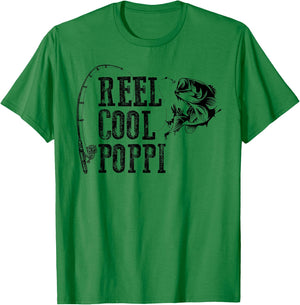 Poppi Fishing: Reel Cool Poppi Funny Gift T-Shirt - T-Shirt | Irish Green