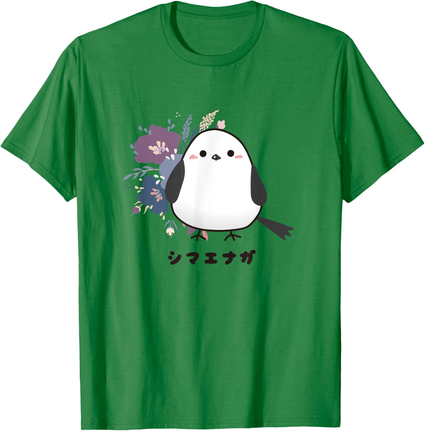 Shima Enaga Bird flower Wild Bird Japan Hokkaido Snow Fairy T-Shirt - T-Shirt | Irish Green