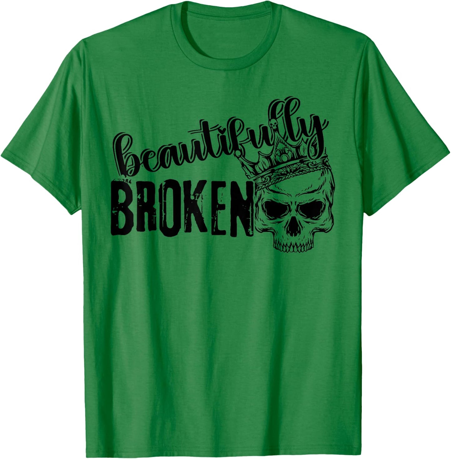 Beautifully Broken Skull T-Shirt - T-Shirt | Irish Green