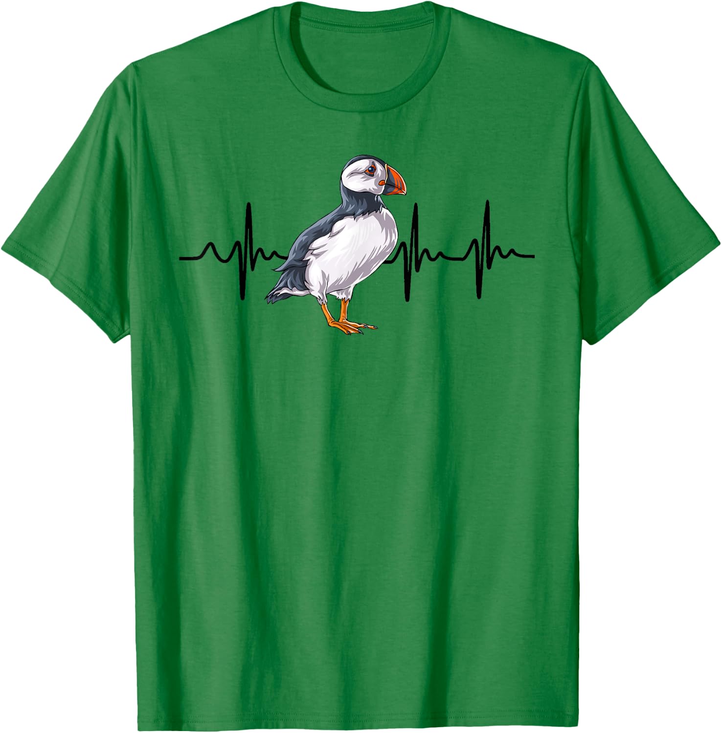 Heartbeat Puffin Bird Funny Animal Lover Gifts T-Shirt - T-Shirt | Irish Green