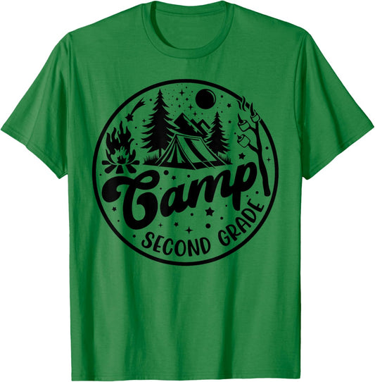 Cute Camp Second Grade Squad Camper Teacher Camping Lovers T-Shirt - T-Shirt | Irish Green