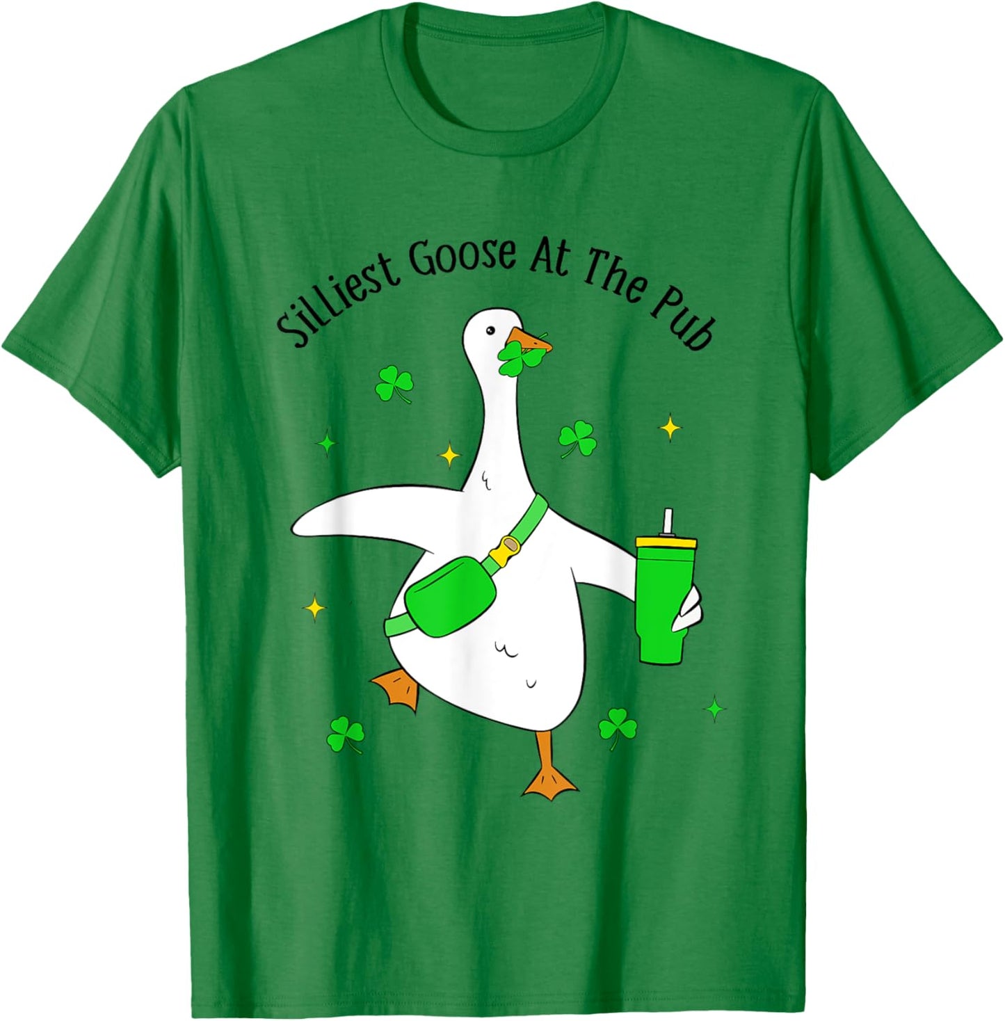Funny Silliest Goose At The Pub Animal Goose St Patricks Day T-Shirt - T-Shirt | Irish Green