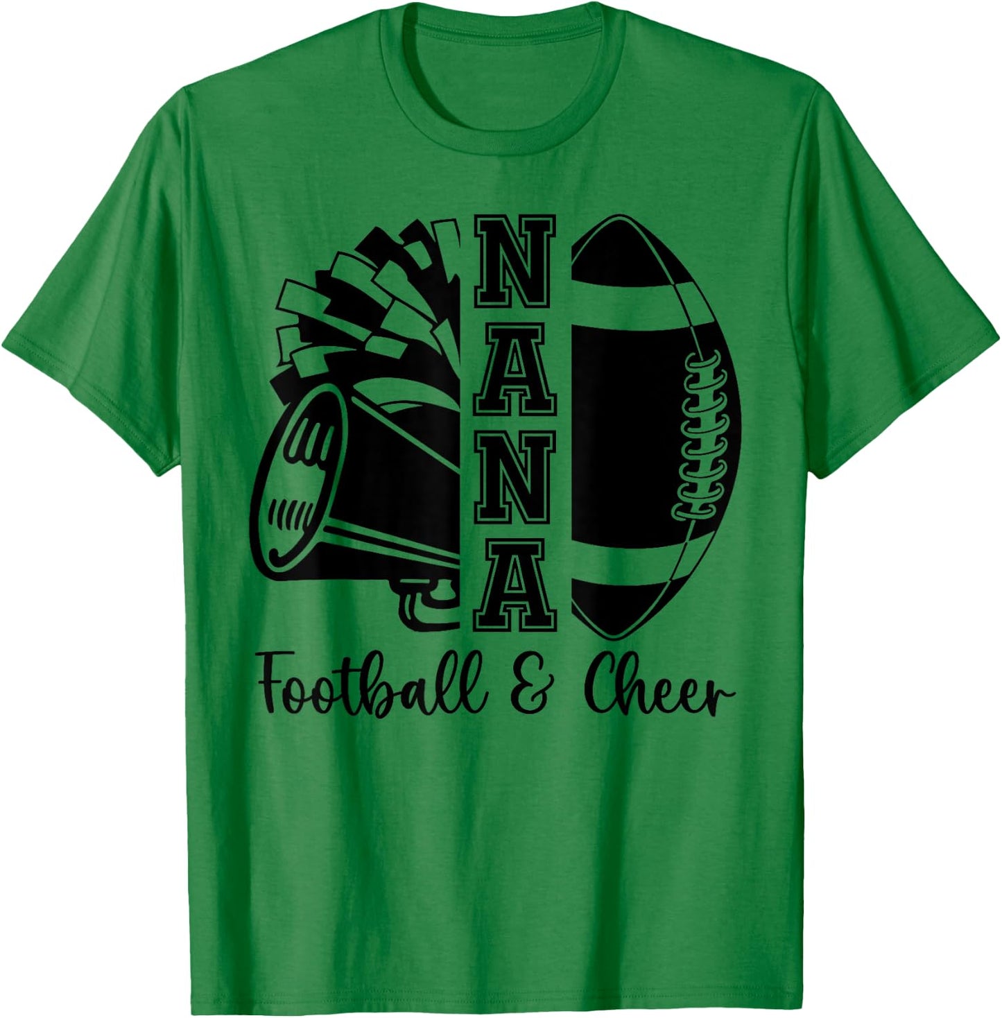 Football Cheer Nana Grandma High School Cheerleader Pom Pom T-Shirt - T-Shirt | Irish Green