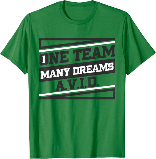 AVID One Team Fun Teacher School T shirt Student T-Shirt - T-Shirt | Irish Green