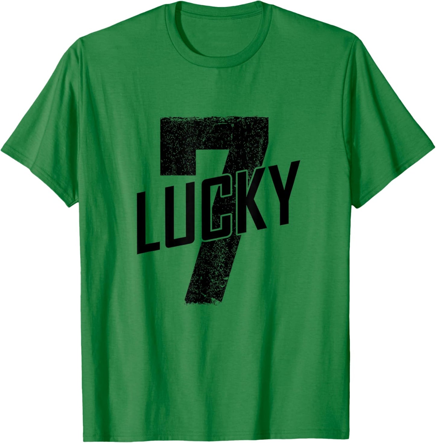 Lucky Seven Distressed In Black Lucky Number 7 T-Shirt - T-Shirt | Irish Green