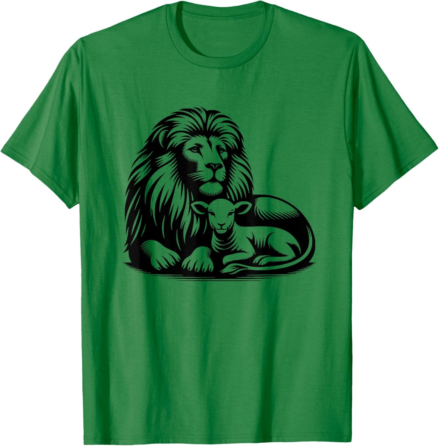 Lion and Lamb Black Design Christian Men Women T-Shirt - T-Shirt | Irish Green