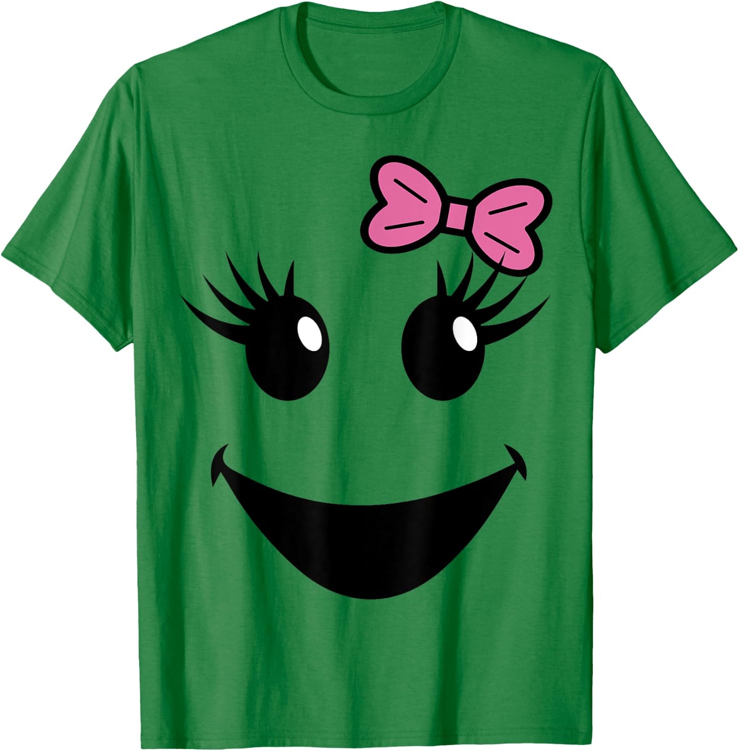 Cute Ghost Face With Bow Eyelashes Halloween Girls T-Shirt - T-Shirt | Irish Green