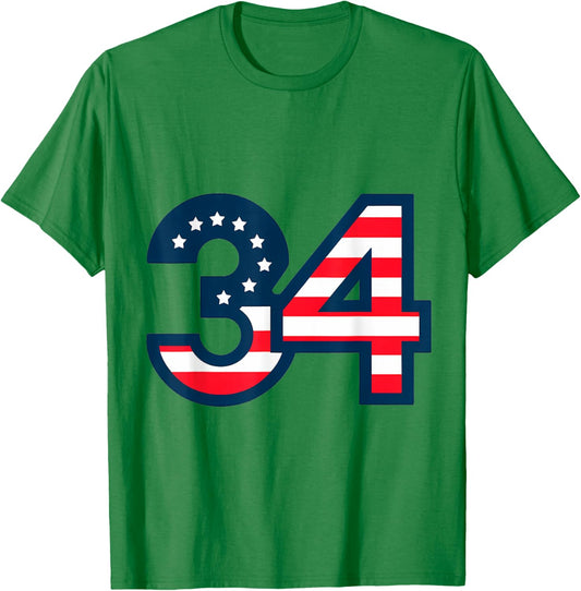 34 Guilty Trial Judge USA Flag Women Kids Men T-Shirt - T-Shirt | Irish Green
