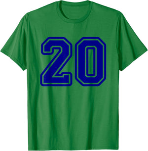 Number #20 Sport Blue Varsity Number 20 T-Shirt - T-Shirt | Irish Green