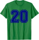 Number #20 Sport Blue Varsity Number 20 T-Shirt - T-Shirt | Irish Green