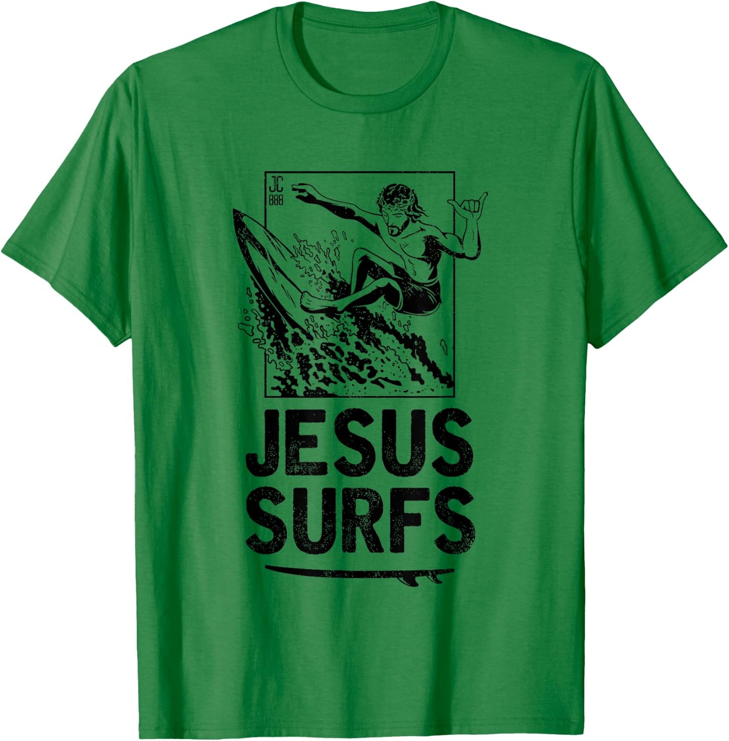 Jesus Surfs Funny Jesus Christian Surfer T-Shirt - T-Shirt | Irish Green