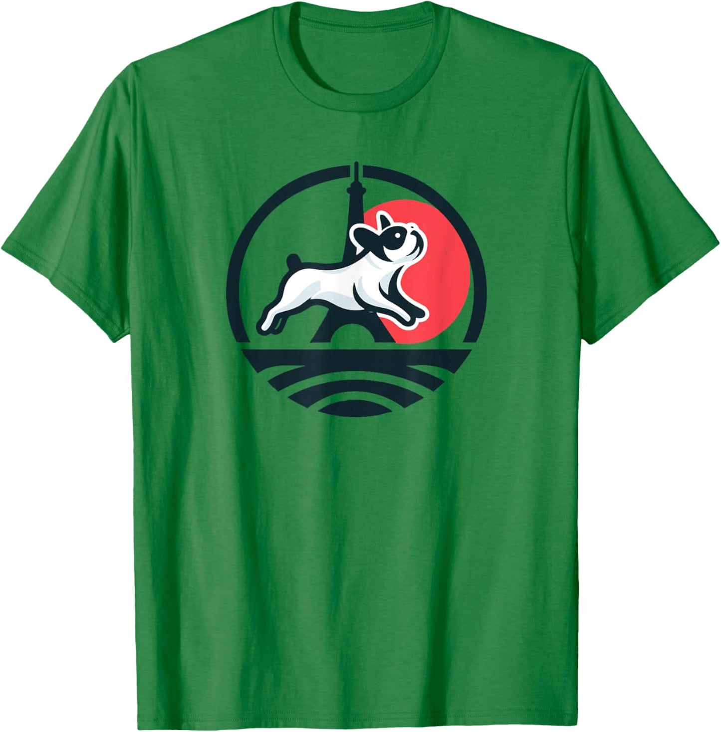 French Bulldog Frenchie Dog Sunset Paris France Men Women Kids T-Shirt - T-Shirt | Irish Green