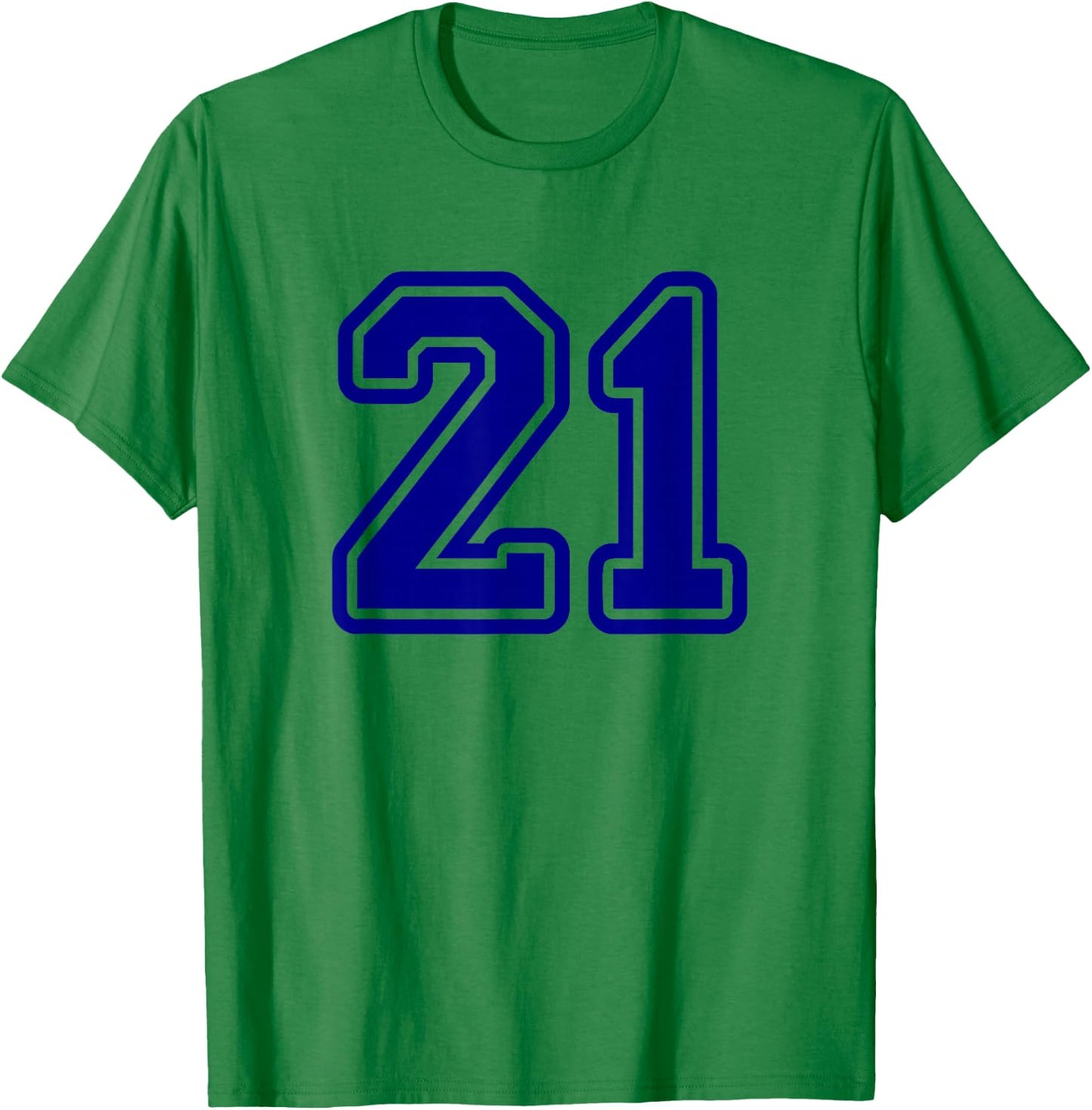Number #21 Sport Blue Varsity Number 21 T-Shirt - T-Shirt | Irish Green