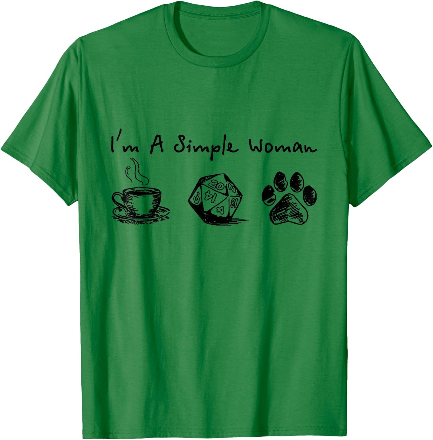 I'm A Simple Woman Coffee Dungeon And Dog Paw T-Shirt - T-Shirt | Irish Green