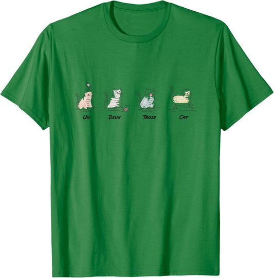 Un Deux Trois Cat Cute Funny French Pun Counting Men Women Girls Kids T-Shirt - T-Shirt | Irish Green