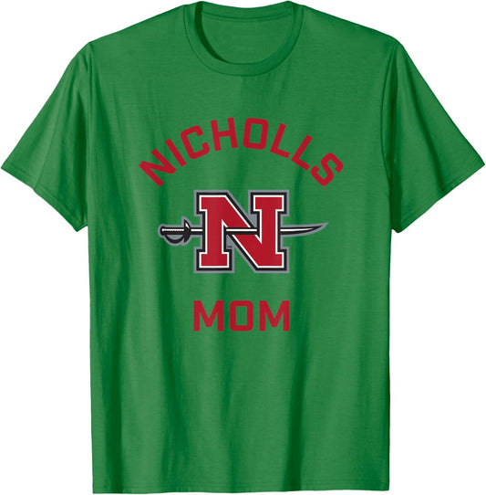 Nicholls State University Colonels Arched Mom T-Shirt - T-Shirt | Irish Green