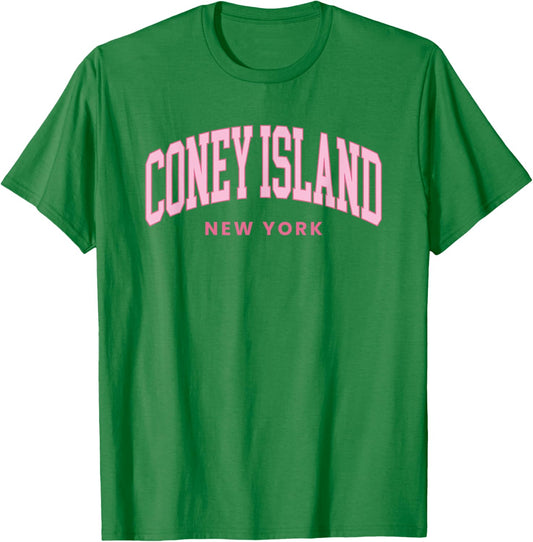 Coney Island New York Retro Preppy Throwback Women Girl Pink T-Shirt - T-Shirt | Irish Green