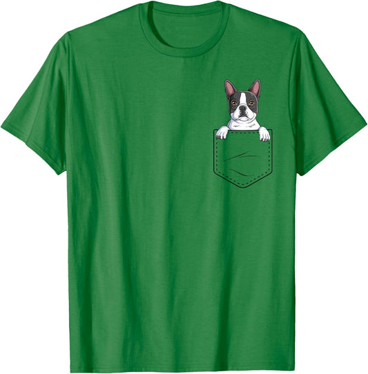 Boston Terrier In The Pocket Cute Boston Terrier Dog Lovers T-Shirt - T-Shirt | Irish Green