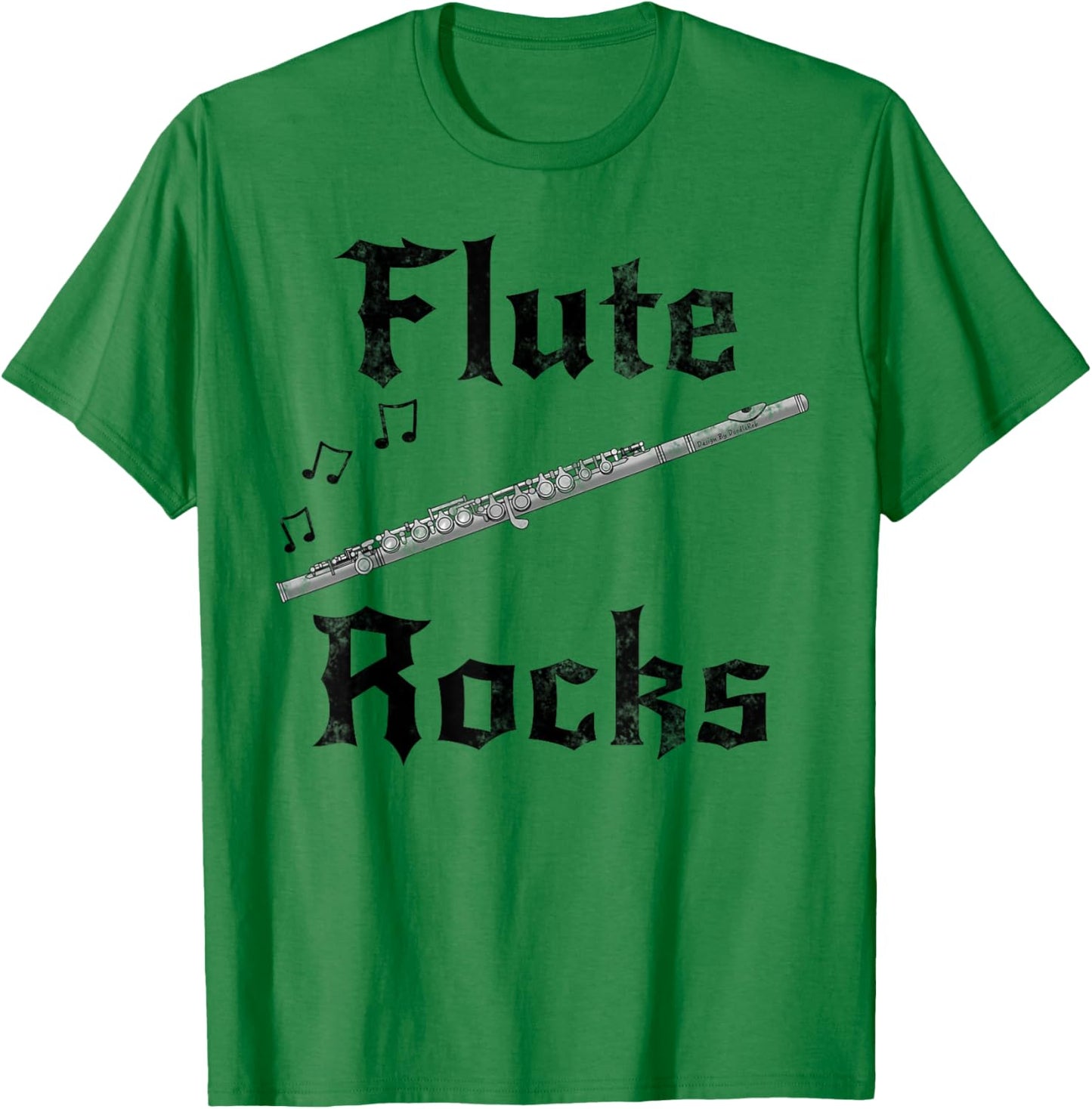 Flute Rocks, Flutist Woodwind Player Folk Musician Goth T-Shirt - T-Shirt | Irish Green