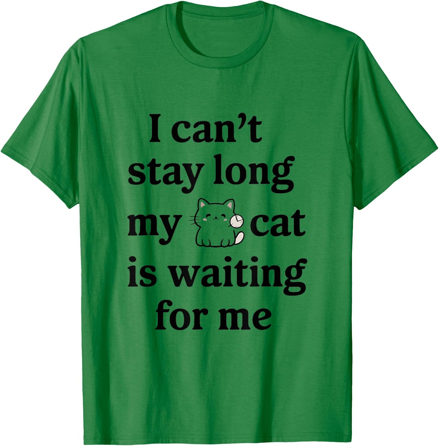 I Can’t Stay Long My Cat Is Waiting For Me Cat Lover Saying Women T-Shirt - T-Shirt | Irish Green