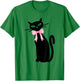 Atomic Cat Black With Pink Bow MCM Retro Kitty Men Women Kids T-Shirt - T-Shirt | Irish Green
