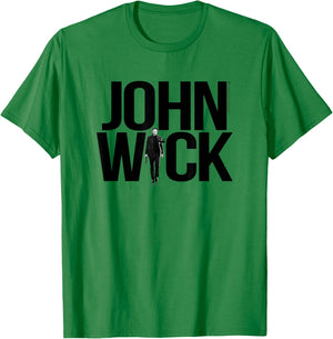 John Wick Bold Logo with Photo Action Movie T-Shirt - T-Shirt | Irish Green