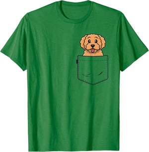 Goldendoodle Pocket Shirt Golden Doodle Shirts T-Shirt - T-Shirt | Irish Green