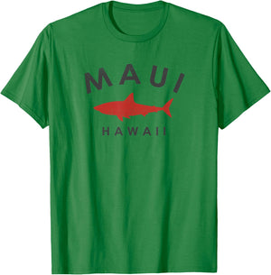 Maui Hawaii Shark Vacation Souvenir Vintage Hawaiian T-Shirt - T-Shirt | Irish Green