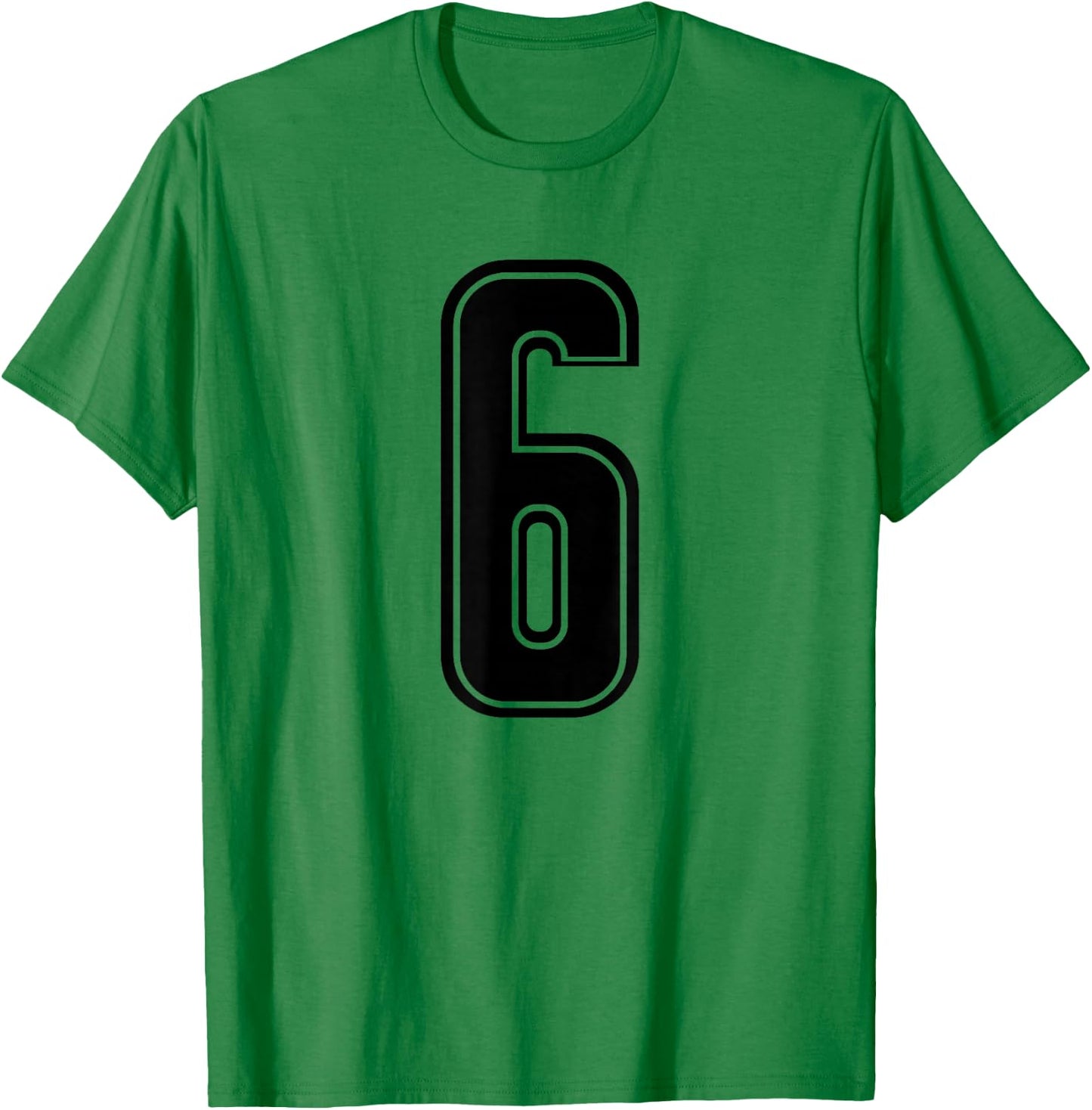 Black Sports Team Number #6 T-Shirt - T-Shirt | Irish Green